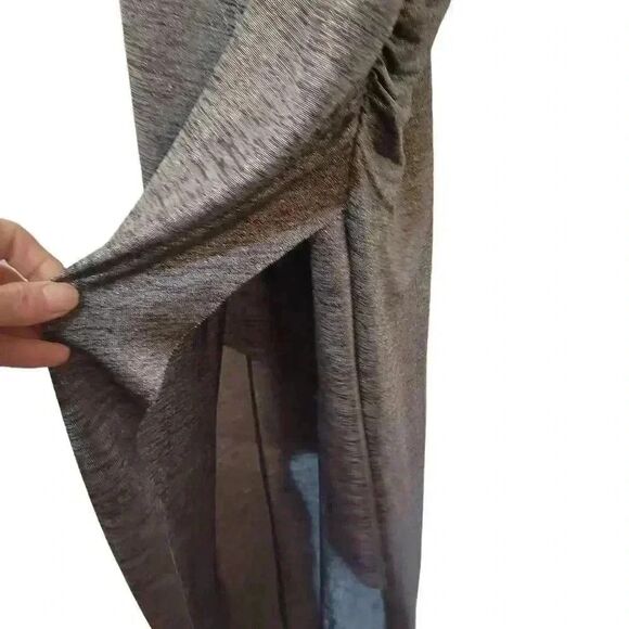 BCBGENERATION Women's Silver/Gray Poly/Spandex Cowl Neck Ruched Split Thigh Cami - Picture 7 of 14